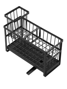 NIB Black 2 Tier Sponge Holder Kitchen Sink Caddy Organizer